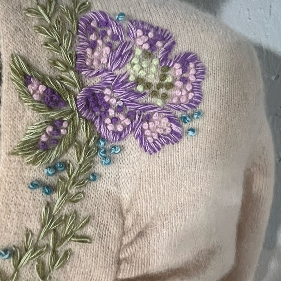 Free People Cream and Purple Cardigan Sweater - Picture 2 of 9